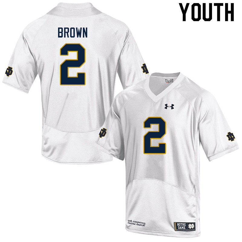 Youth #2 DJ Brown Notre Dame Fighting Irish College Football Jerseys Sale-White - Click Image to Close